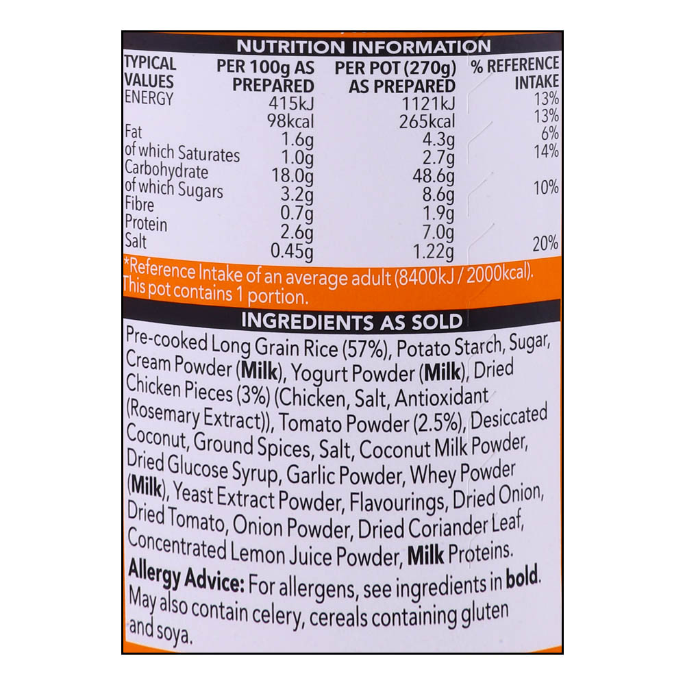 Sharwood's Curry & Rice Chicken Tikka 70g right side image
