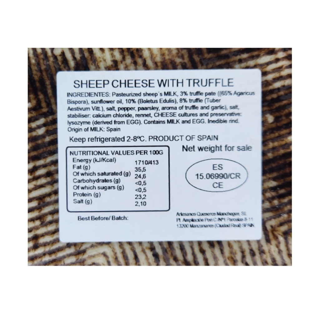 Queso De Oveja Manchego Truffle Cheese [Per Kg] right side image