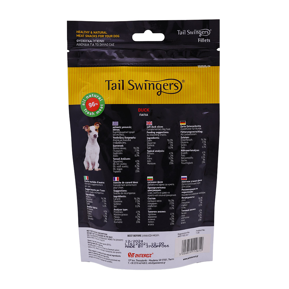Tail Swingers Duck Fillets For Small Dogs 100g back image
