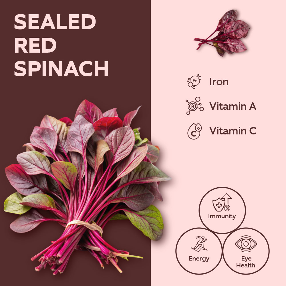 3Kg Fresh Market Sealed Red Spinach 190g lifestyle image