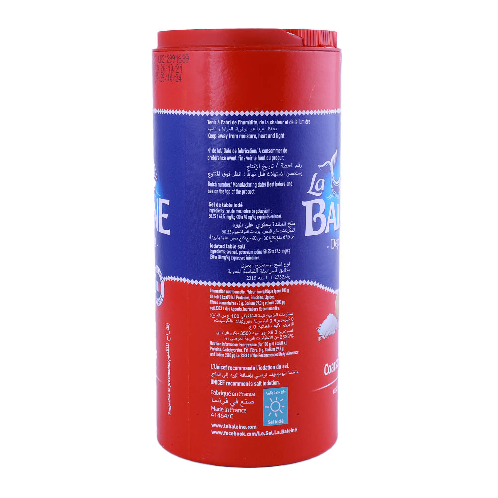 La Baleine Coarse Iodized Sea Salt 600g back image