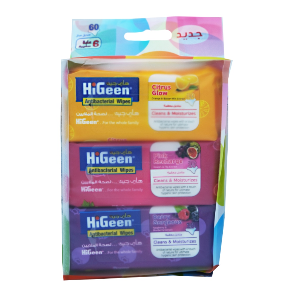 Hi Geen Wet Wipes Assorted 6x10's - Bahrain Alosraonline store