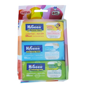 Hi Geen Wet Antibacterial Wipes Assorted 6x10's 