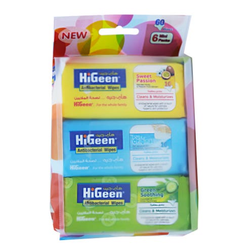Hi Geen Wet Antibacterial Wipes Assorted 6x10's 