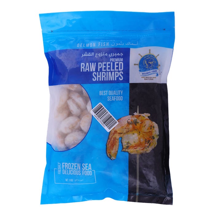 Delmon Fish Premium Raw Peeled Medium Shrimps 1Kg