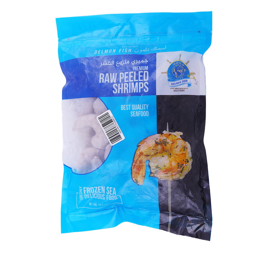 Delmon Fish Premium Raw Peeled Large Shrimps 1Kg