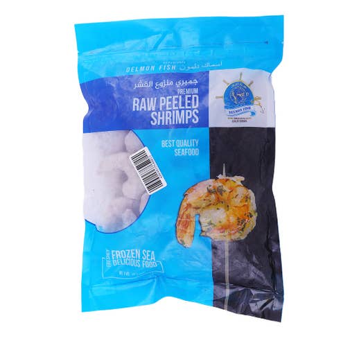 Delmon Fish Premium Raw Peeled Large Shrimps 1Kg 