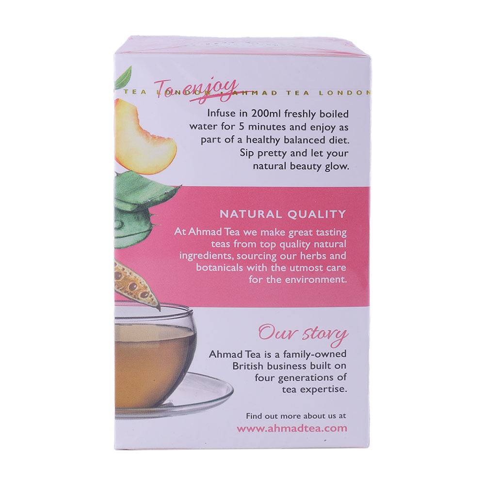 Ahmad Tea Beauty Peach, Carob & Rose Petals Tea Bags 20's back image