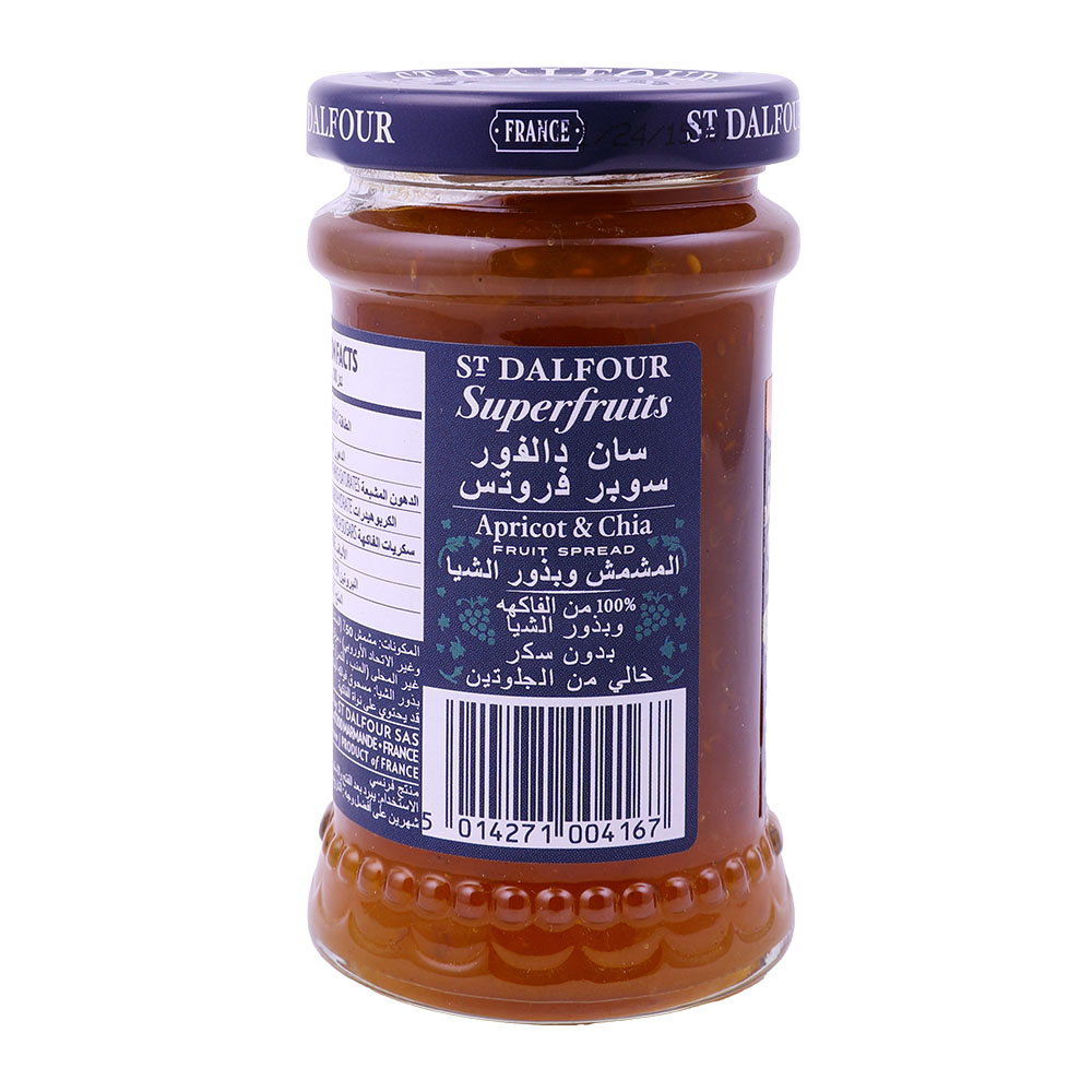 St. Dalfour Apricot & Chia Fruit Spread 170g back image