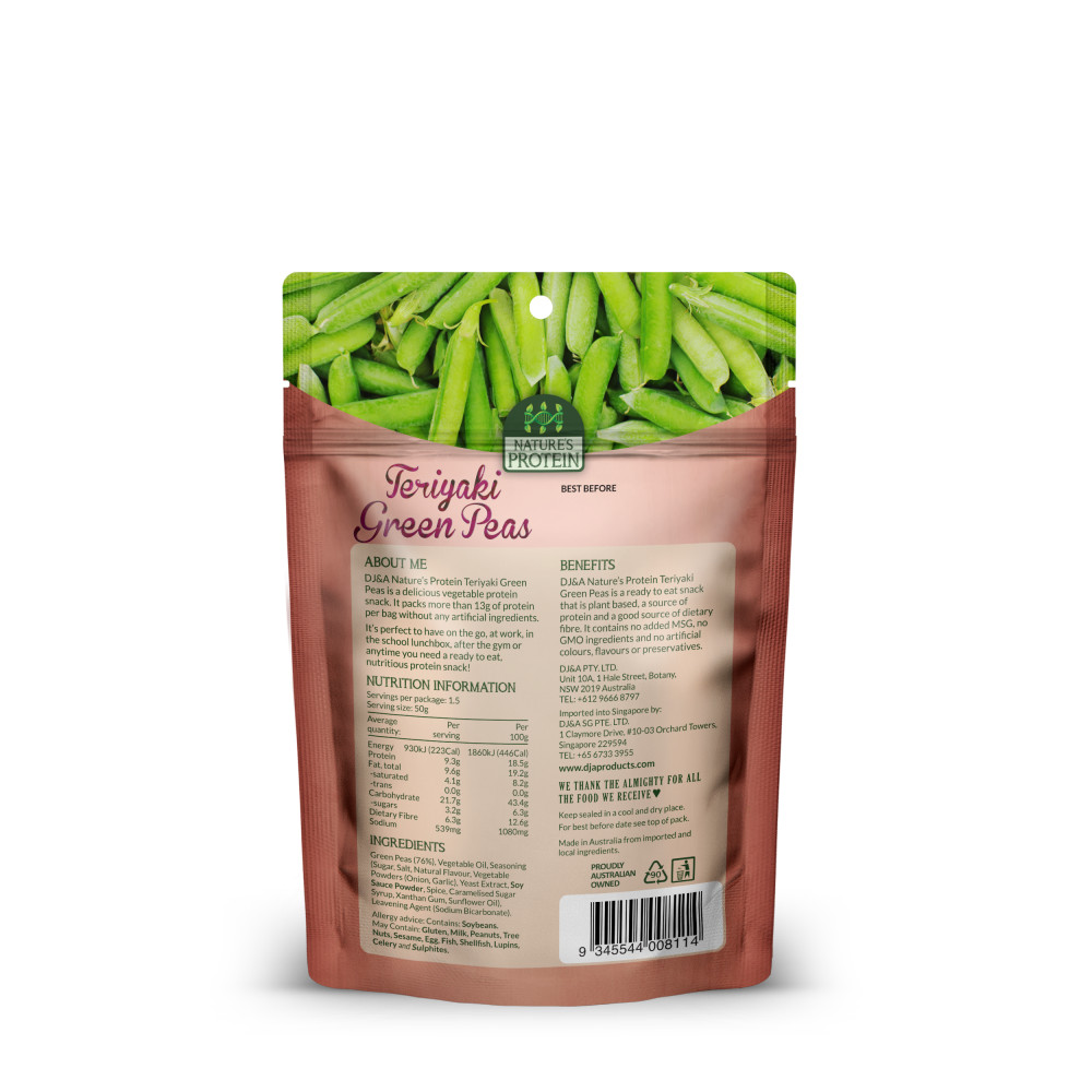 Dj&A Teriyaki Green Peas 75g back image