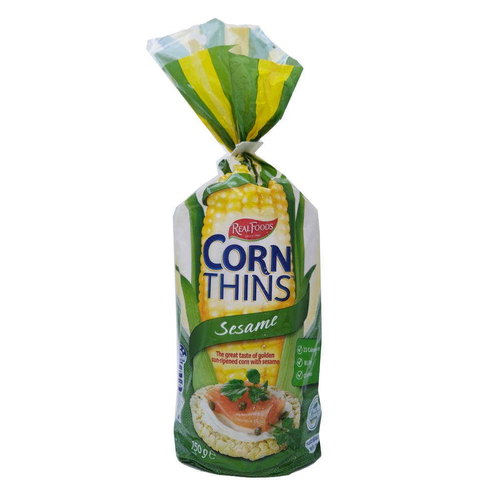 Real Foods Sesame Corn Thins 150g