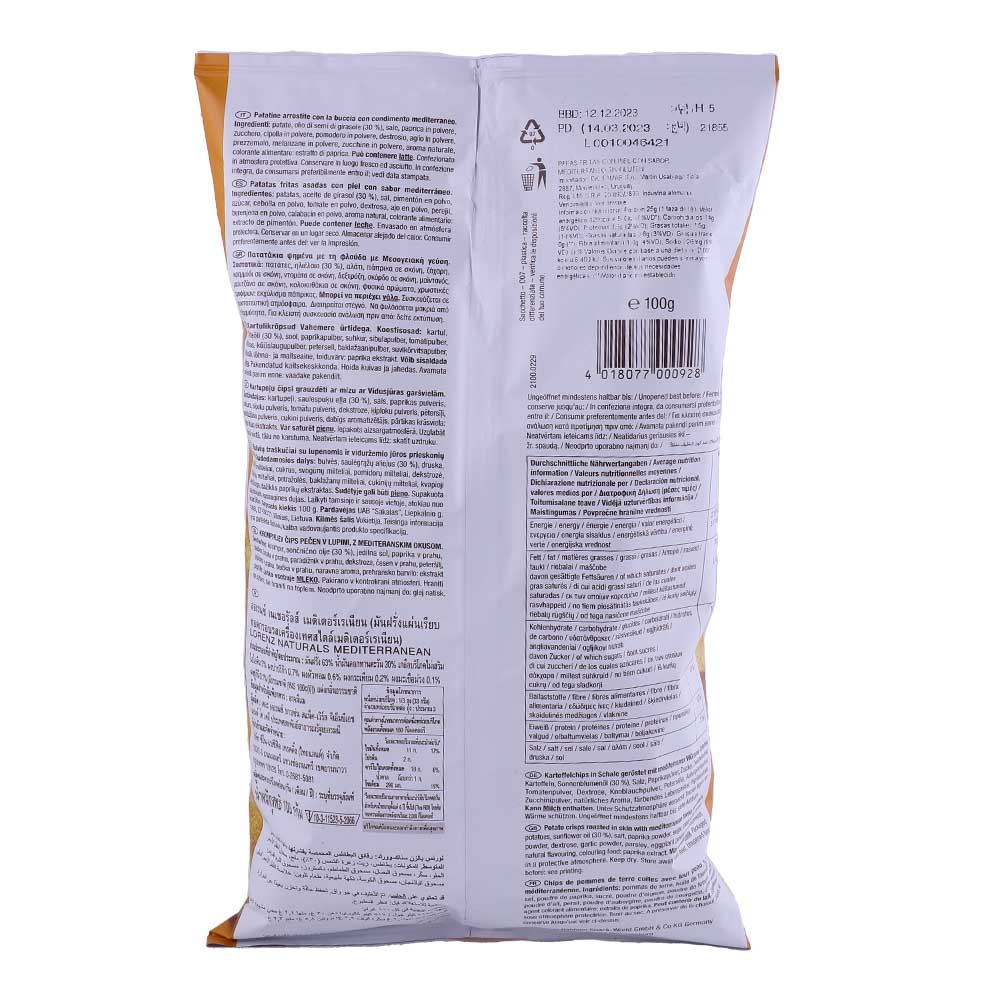 Lorenz Naturals Mediterranean Vegetables Potato Chips 100g back image