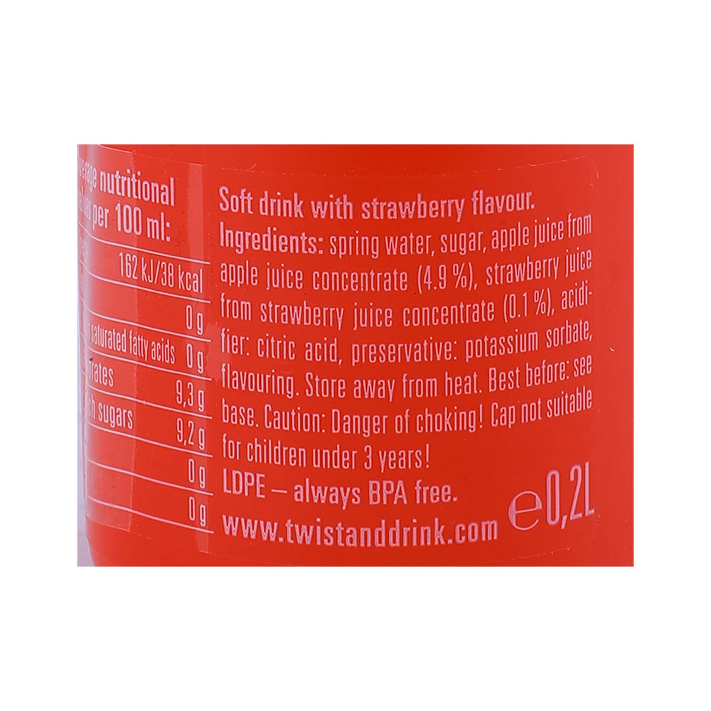 Twist & Drink Strawberry Flavour 200ml right side image