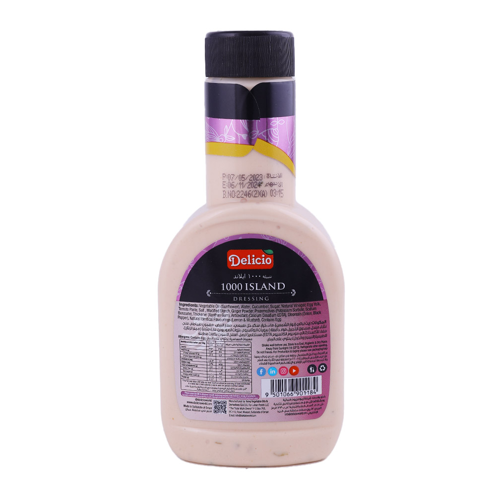 Delicio 1000 Island Dressing 267ml back image