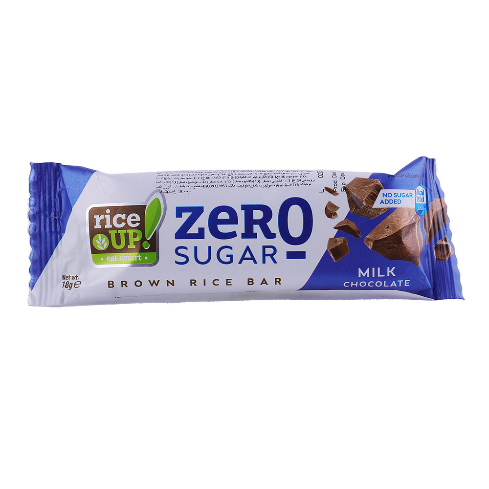 Rice Up Zero Sugar Brown Rice Milk Chocolate Bar 18g