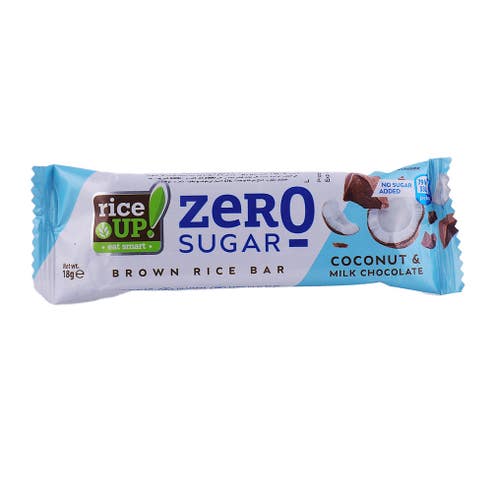 Rice Up Zero Sugar Brown Rice Coconut & Milk Chocolate Bar 18g 