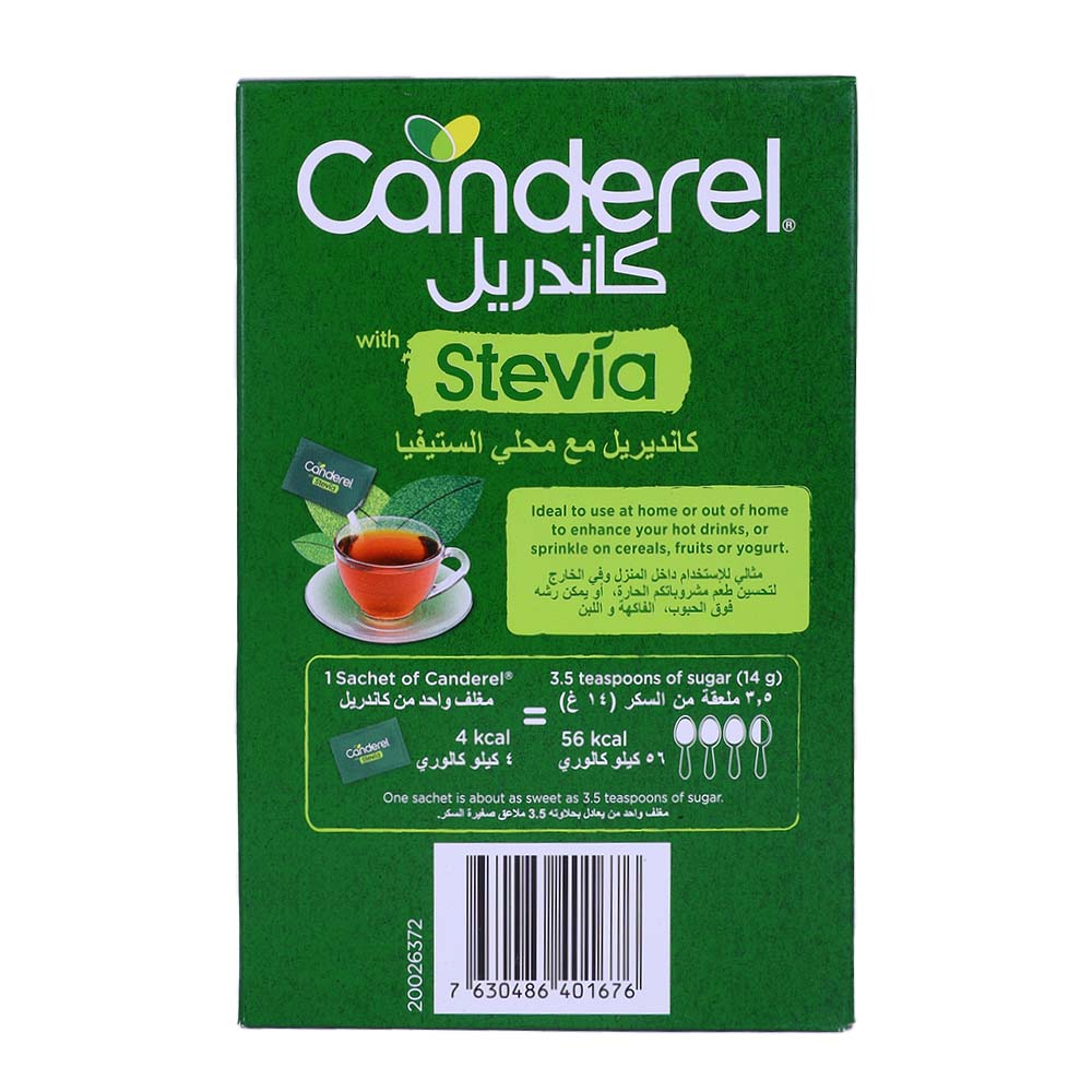 Canderel With Stevia Sweetener Sachets 50's back image