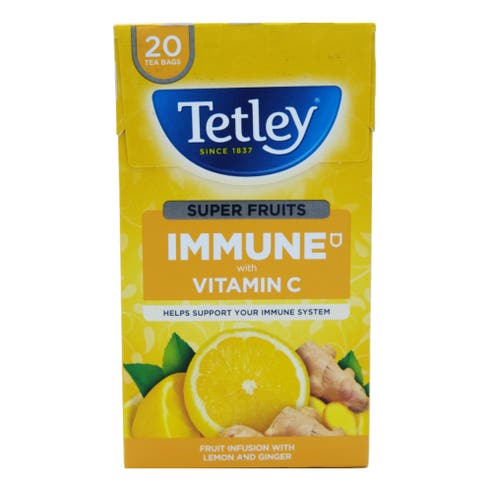 Tetley Super Fruits Immune Lemon & Ginger Tea Bags 20's 
