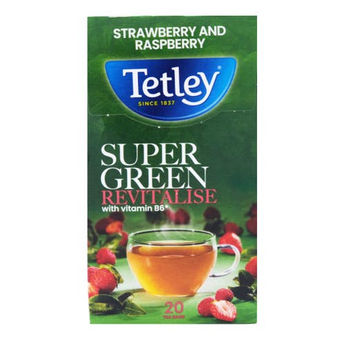 Tetley Super Green Tevitalise Strawberry & Raspberry Tea Bags 20's 