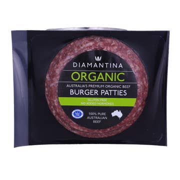 Diamantina Organic Australia Beef Burger Patties 150g 