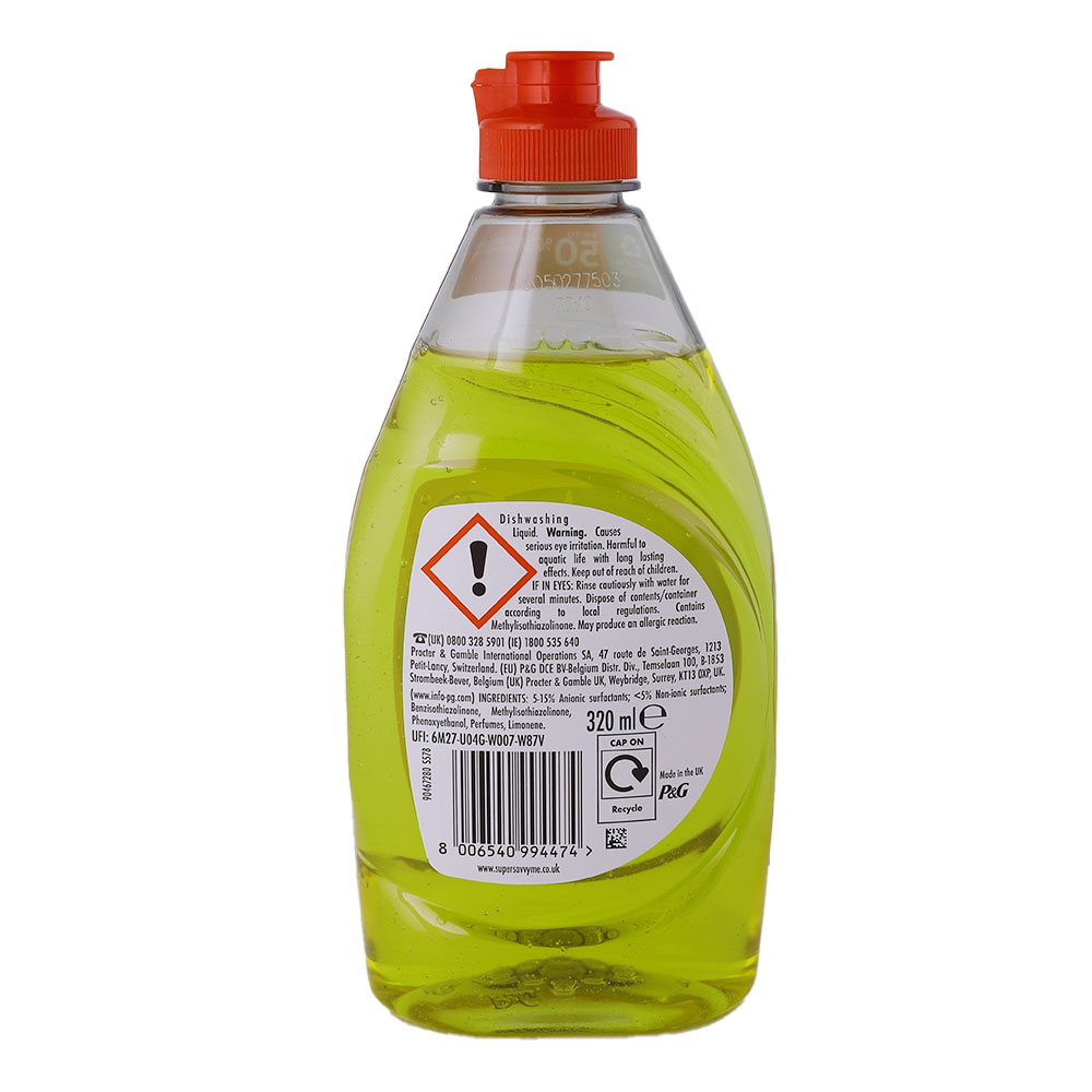 Fairy Lemon Washing Up Liquid 320ml back image