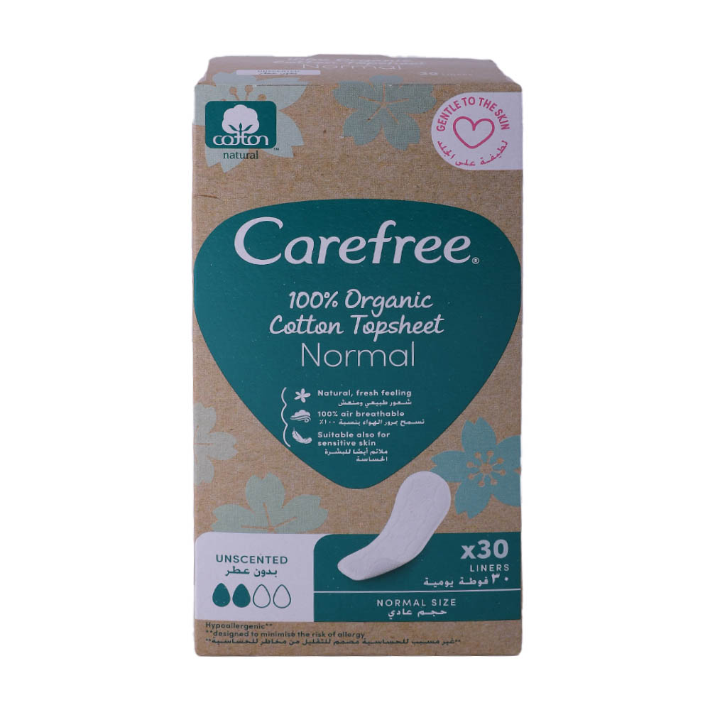Carefree 100% Organic Cotton Normal Pads 30's 