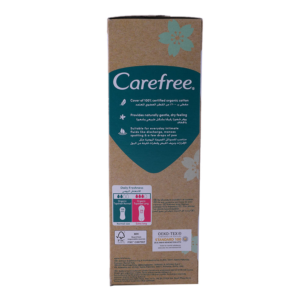 Carefree 100% Organic Cotton Long Pads 24's back image