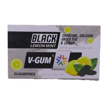 V-Gum Black Lemon Mint Sugar Free Chewing Gum 17g 