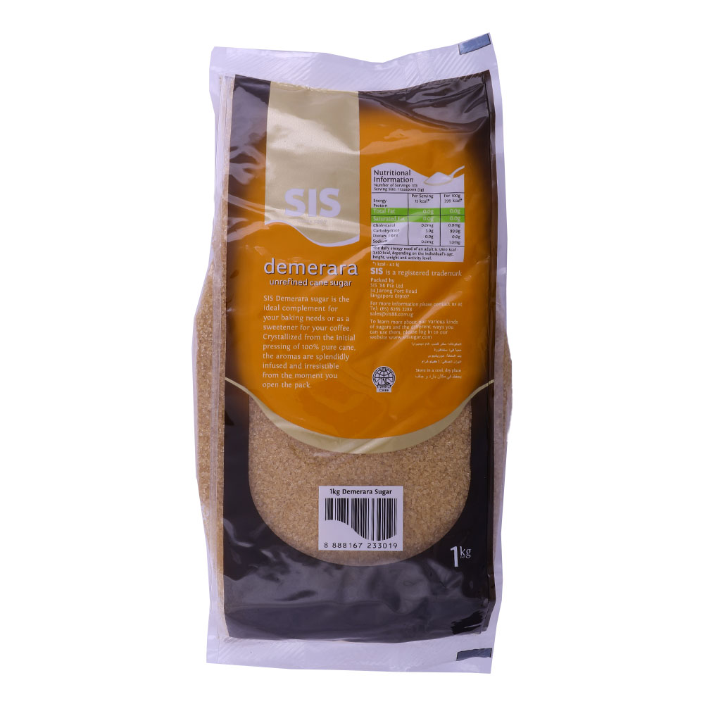 Sis Demerara Unrefined Cane Sugar 1Kg back image