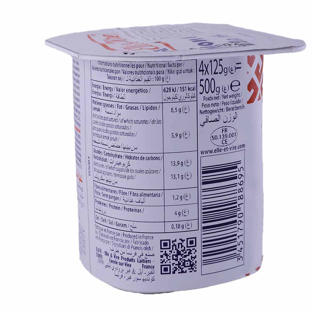 Elle & Vire Raspberry Greek Yoghurt 125g back image