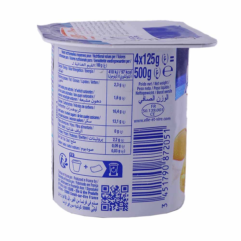 Elle & Vire Mango Fruit Dessert 125g back image