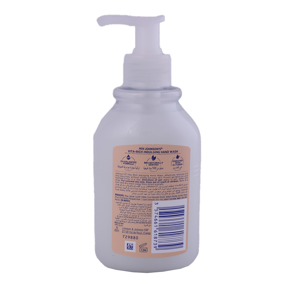 Johnson's Vita Rich Indulging Peach Hand Wash 300ml back image