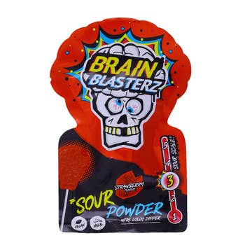 Brain Blasterz Strawberry Flavour Sour Powder With Lolly Dipper 10g 