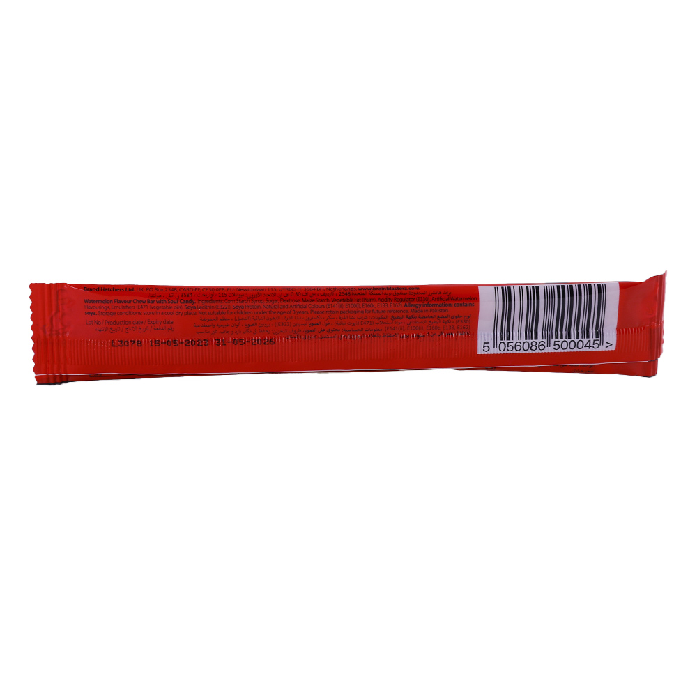 Brain Blasterz Watermelon Flavour Brain Bitz Chew Bar 20g back image