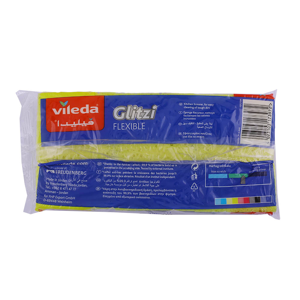 Vileda Glitzi Flexible Sponge Scourer [2+1Free] 3's back image