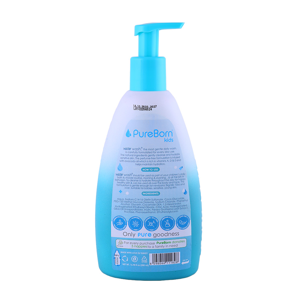 PureBorn Kids Water Wash 500ml back image