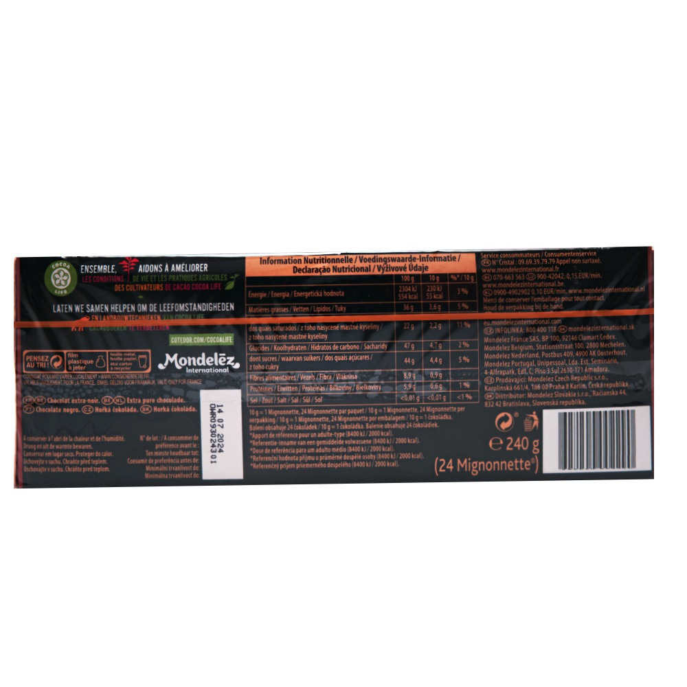 Cote Dor Mignonnette Noir Chocolate 24x10g back image