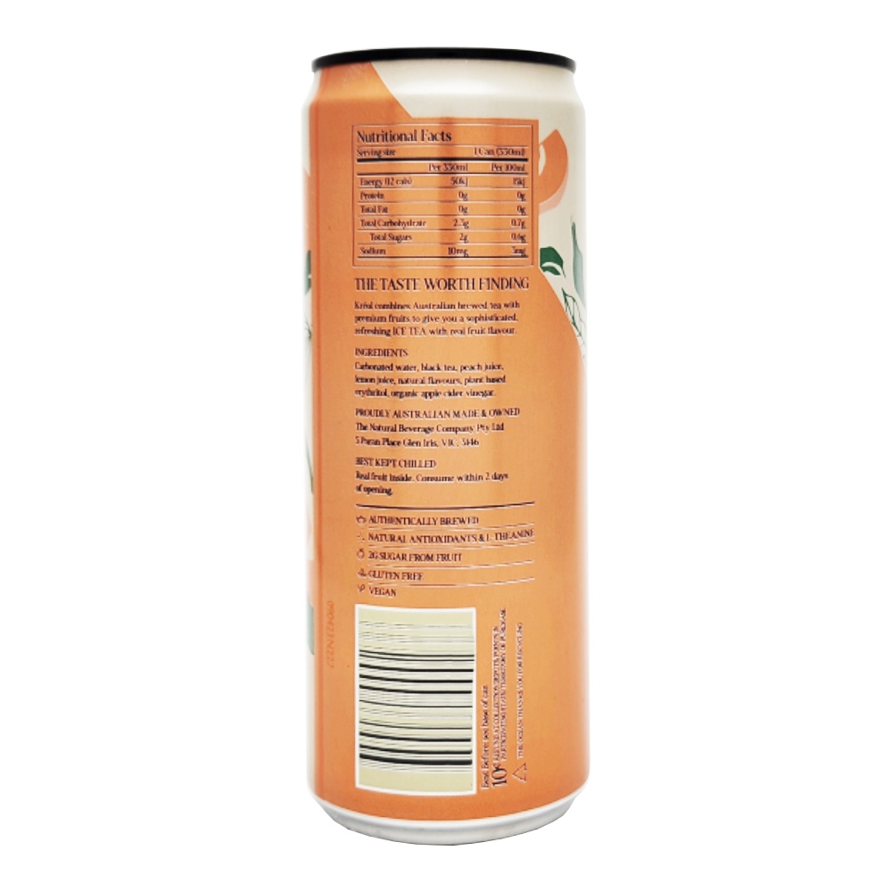 Kreol Sparkling Ice Tea Queen Peach Drink 330ml back image