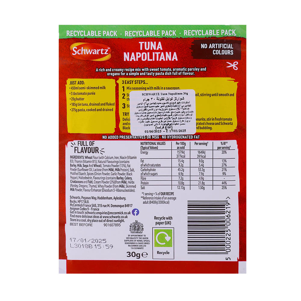 Schwartz Tuna Napolitana Sauce Sachet 30g back image