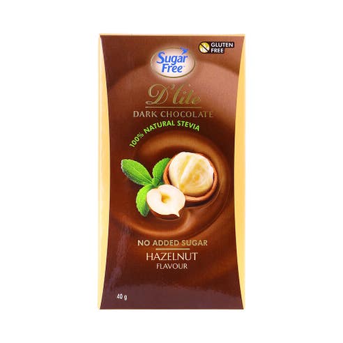 D'lite Sugar Free Hazelnut Flavour Dark Chocolate 40g 