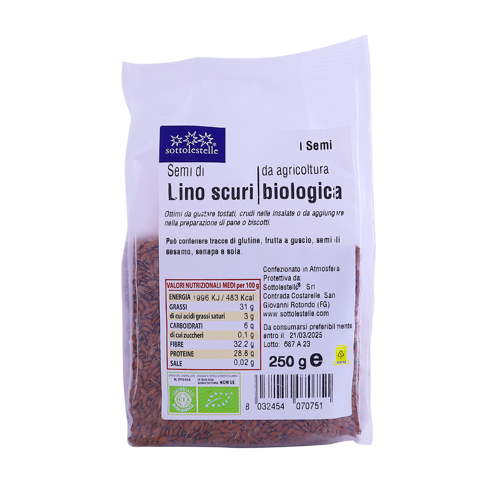 Sottolestelle Organic Flaxseeds 250g back image