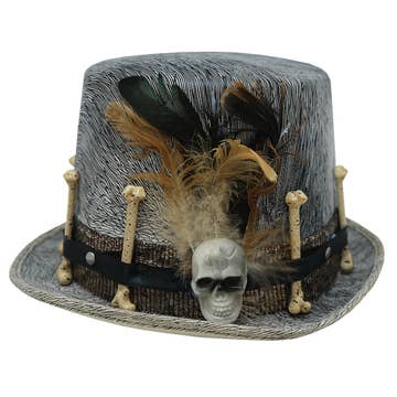 Smiffys Voodoo Distressd Grey Top Hat 