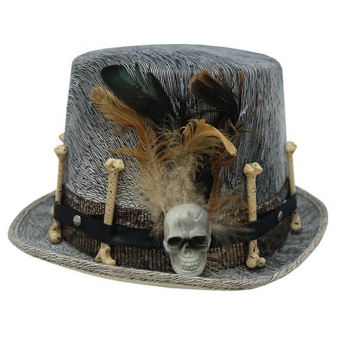 Smiffys Voodoo Distressd Grey Top Hat 