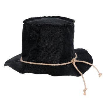 Smiffy Burlap Scarecrow Top Hat Black 