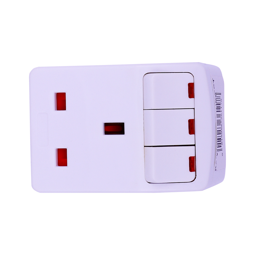 Kadris 13A 3-Way Adaptor With 3 Neon Switches