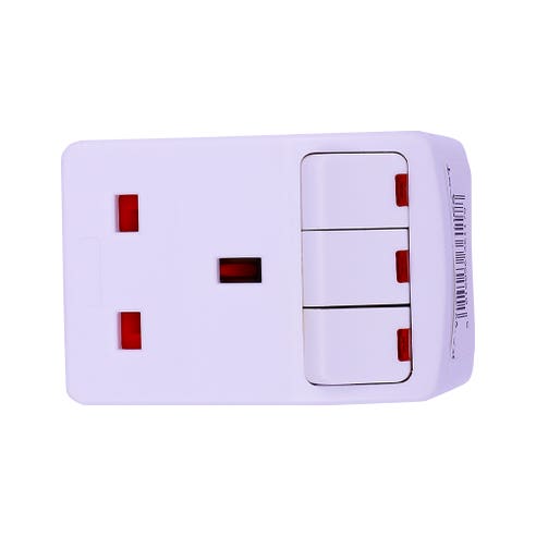 Kadris 13A 3-Way Adaptor With 3 Neon Switches 