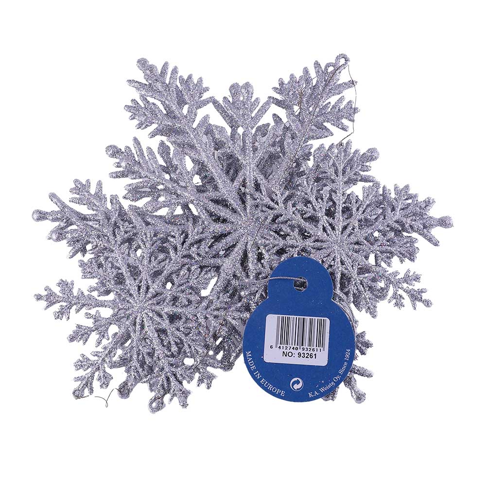 Fizzco Silver Glitter Snowstar Hanging Garland 95cm back image