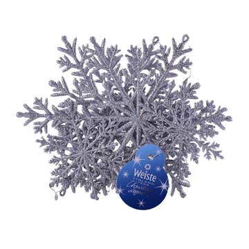 Fizzco Silver Glitter Snowstar Hanging Garland 95cm 
