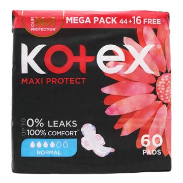 Kotex Maxi Protect Normal Sanitary Pads 60's 