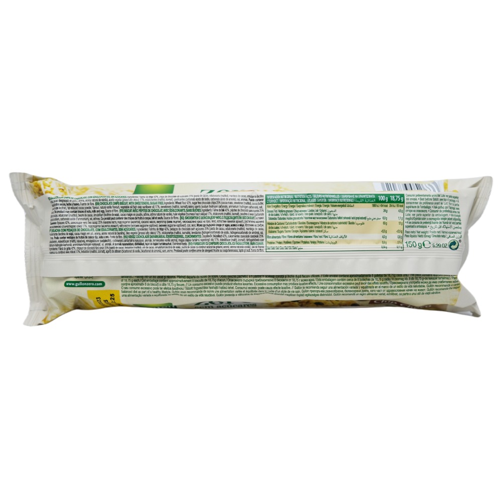 Gullon Zeero Sugar Chip Chocolate 150g back image